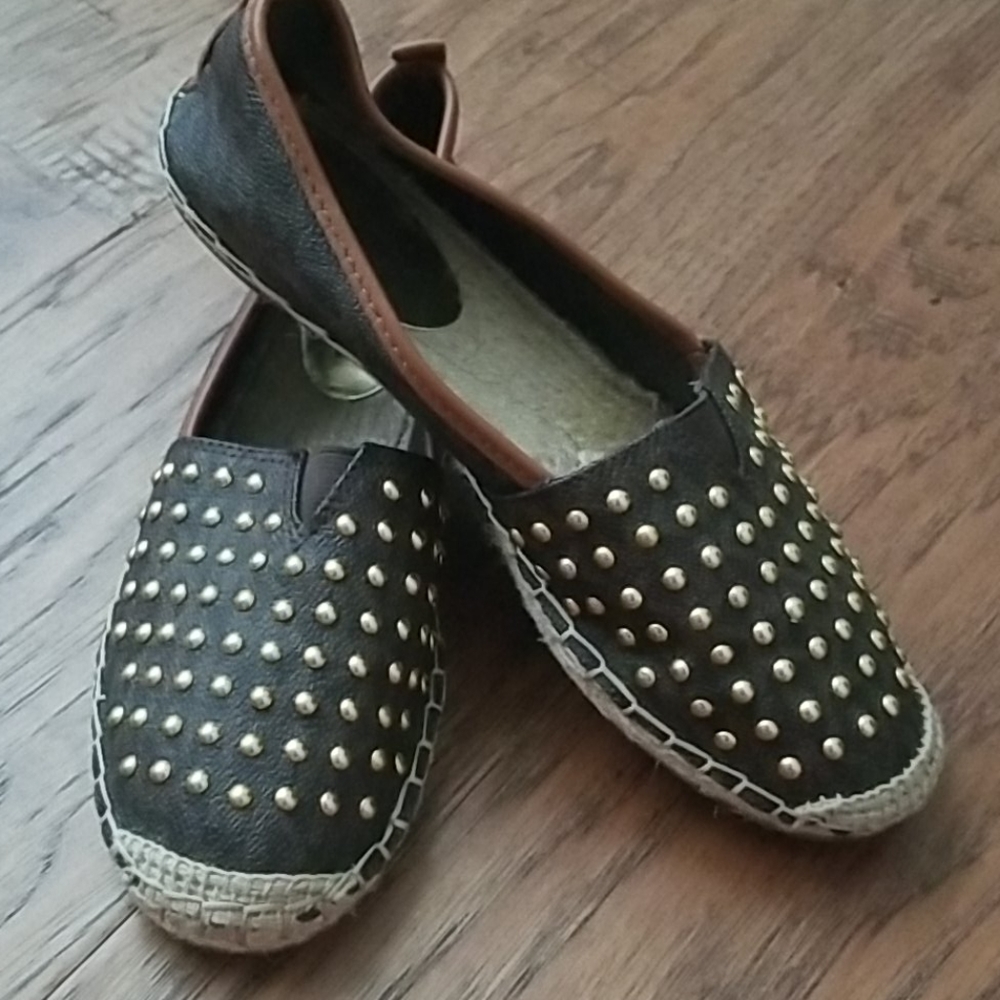 Michael Kors Black and Brown Studded Espadrilles